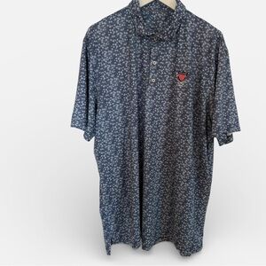 Johnnie O Men's Blue Floral Performance Polo - Lighthouse sz XL